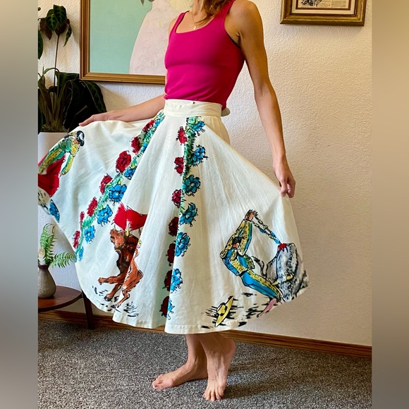 1950s hand-painted vintage matador circle skirt ππ» - Picture 15 of 16